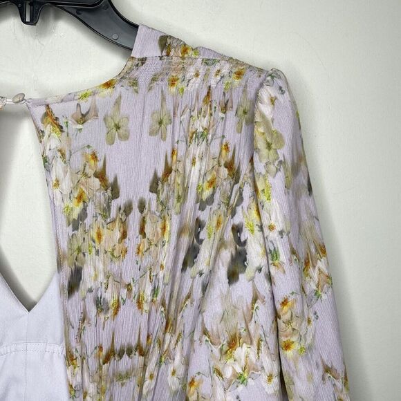 All Saints Floral Midi Dress Wedding Guest Bridesmaid Cream and Gold - Picture 8 of 14